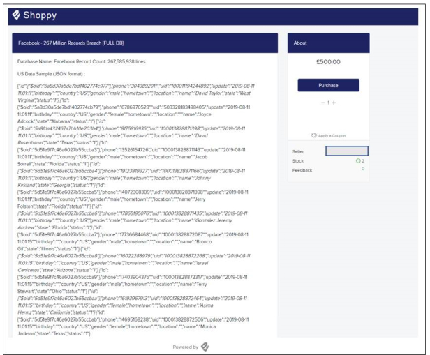 List of stolen facebook records of 276 million sold on Shoppy for just 500 Euros