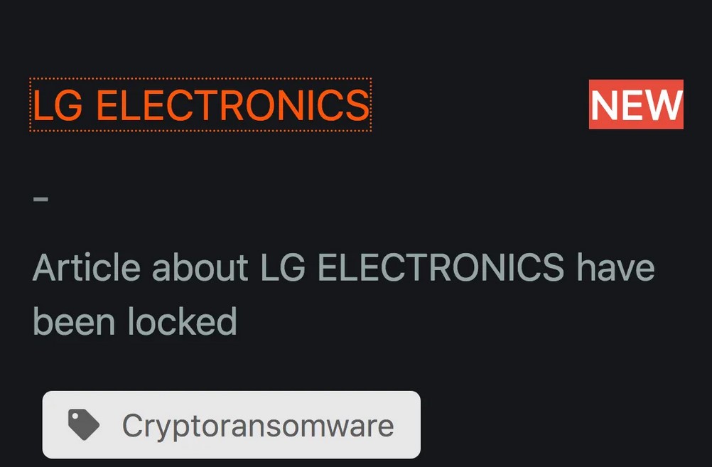 LG Electronics data breach by Maze ransomware operators